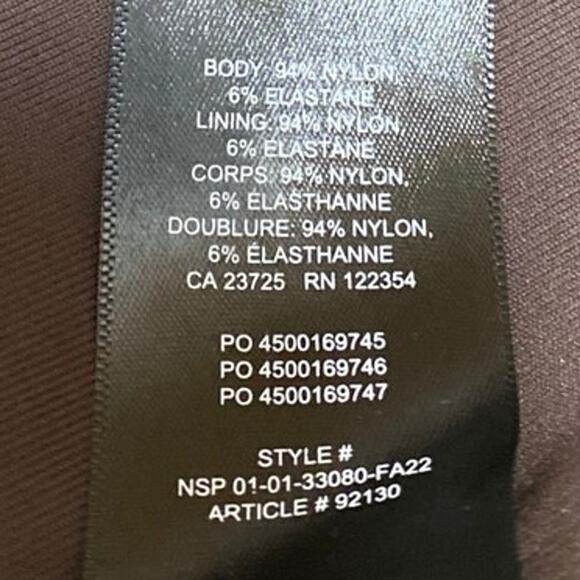 Aritzia Babaton Women's Brown Plunge V-neck Long Sleeve Slim Crop Blouse Top M - Picture 4 of 4